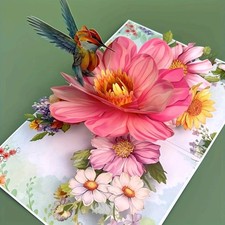3D Pop Up Flower Greeting Cards Wedding Anniversary Birthday Handmade Gift
