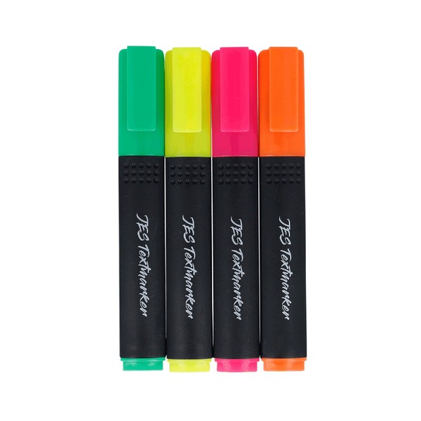 Textmarker Set, 4 StüCk, Leuchtfarben, GrüN Gelb Pink Orange, 708864-image
