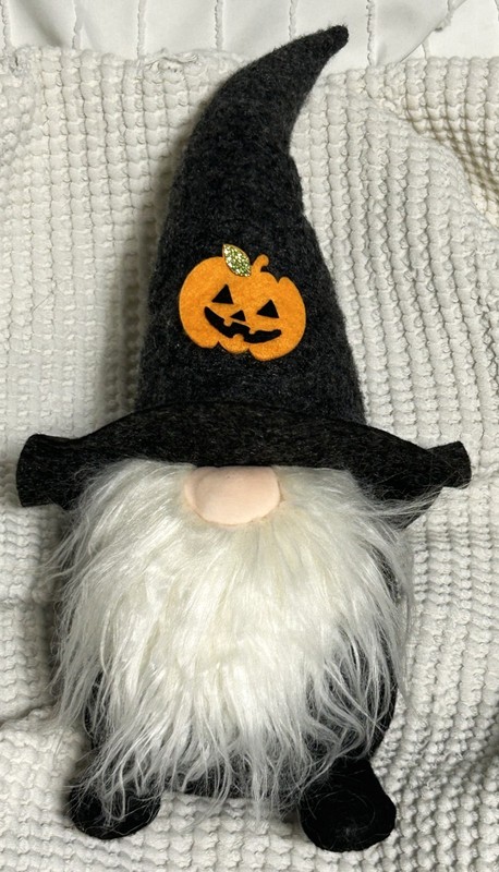 12" Plush HALLOWEEN Beanbag GNOME Decoration Witch Hat Jack O Lantern