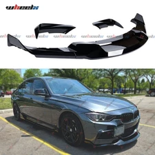 MAD Style Front Lip+ Bumper Fang For 12-18 BMW F30 F31 M Sport Glossy Black ABS