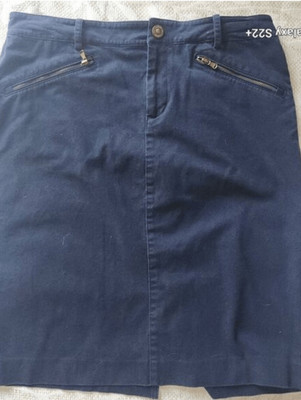 K36 Lauren Ralph Lauren Navy Zip-Pocket Straight Skirt
