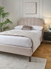 Rene Double Bed Natural Wooden Frame High Headboard Bedroom Furniture UK