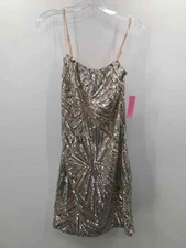 Pre-Owned Lulus Silver Size Large Sequin Short Sleeveless Dress