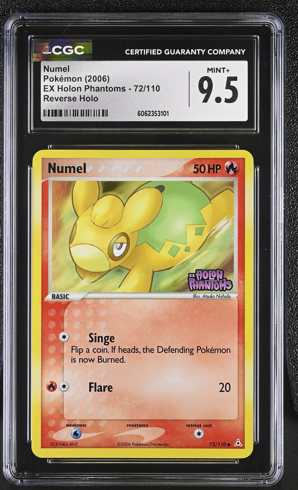 CGC 9.5 Numel EX Holon Phantoms 72/110 Reverse Holo STAMPED Pokemon Card