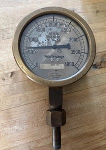 Antique Mastergauge Marsh Instruments Co. Brass Glass Pressure Gauge 4000 PSI