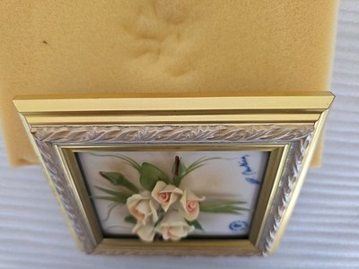 Capodimonte Italy Porcelain Wall Art Framed 3D Flower Vintage