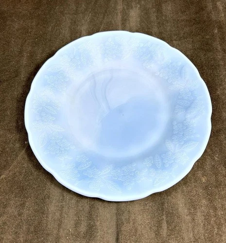 Jeanette Cherry Blossom Delphite Dinner Plate Opaque Blue Depression Glass