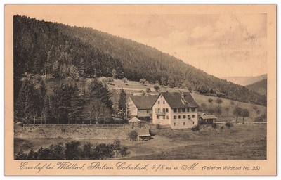 Postcard Railway Station Calmbach Enzhof near Wildbad Enztalbahn 1922 used