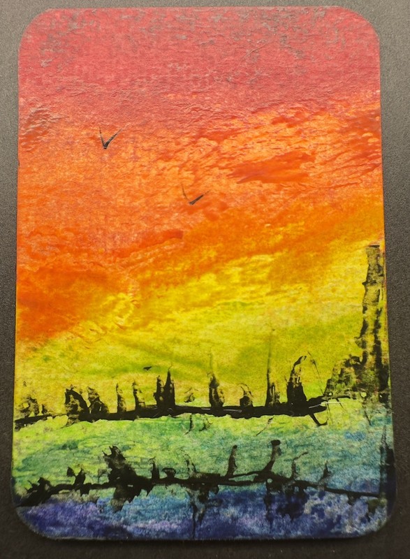 ACEO Original Cityscape Pride LGBTQ+ City Seascape Proud Wax Painting
