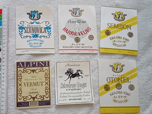WEINWEIN 70er JUGOSLAWIEN KRAJIN RAKIJA HAJDUK VELJKO BRANDY LOT ETIKETT FLASCHE - Bild 3 von 13