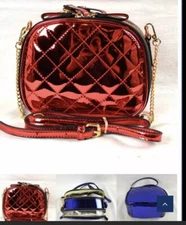 New Empire Red Quilted Metallic Crossbody Handbag