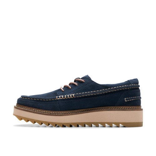 Zapatos informales Clarks para hombre Clarkhill de encaje azul gamuza aceitada - Imagen 2 de 5