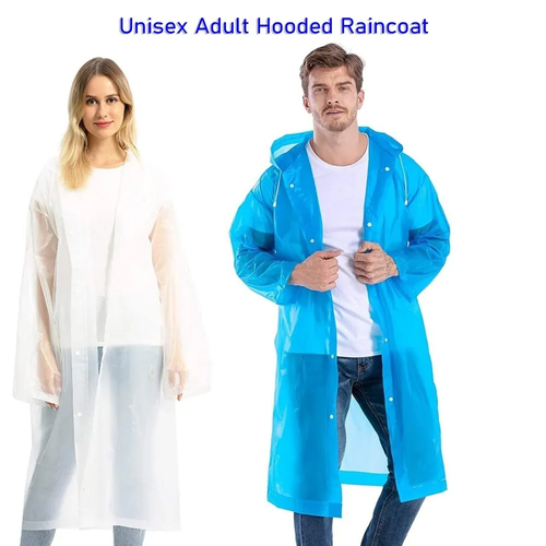 Unisex Adult Raincoat Waterproof Rain Coat Hooded Jacket Poncho Rainwear Camping - Picture 3 of 40