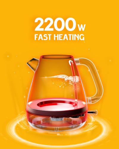 Hazel Quinn Electric Kettle Hot Water Kettle, 1.7 L, Stainless Steel,Red/Green - Picture 37 of 48