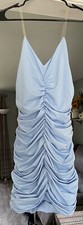 Fashion Nova Calliope Double Lined Mini Dress Ruching Size Med Light Blue