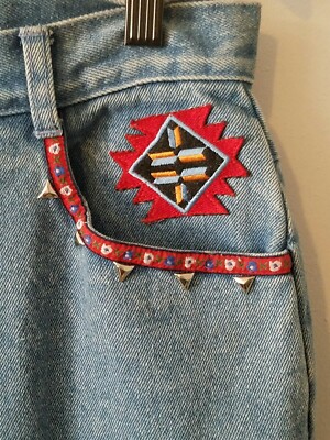 Vintage Lew Magram Size 12 Blue Jean High Waist Embellished EUC 31