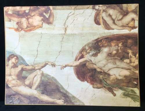 Die Erschaffung Adams Gemälde von Michelangelo 56x46 Gerahmte Gemälde - Bild 3 von 7