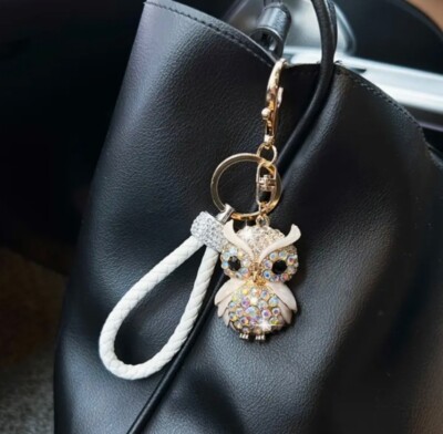 Beautiful Rhinestone Owl Keychain Purse, Backpack Charm, Key Chain