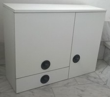 COPPIA MOBILI PENSILI BAGNO CUCINA LEGNO BIANCO RETRO VINTAGE MODERNARIATO