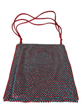 Dolce Gabbana Blue Rhinestone Red Sequins Evening Handbag