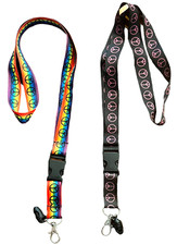 LGBTQ Lanyards for Keys - Peace Signs  Rainbow Peace Sign - LOT of 2