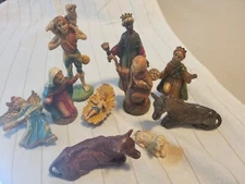 Vintage Plastic Nativity Manger Scene Miniature Set of 11