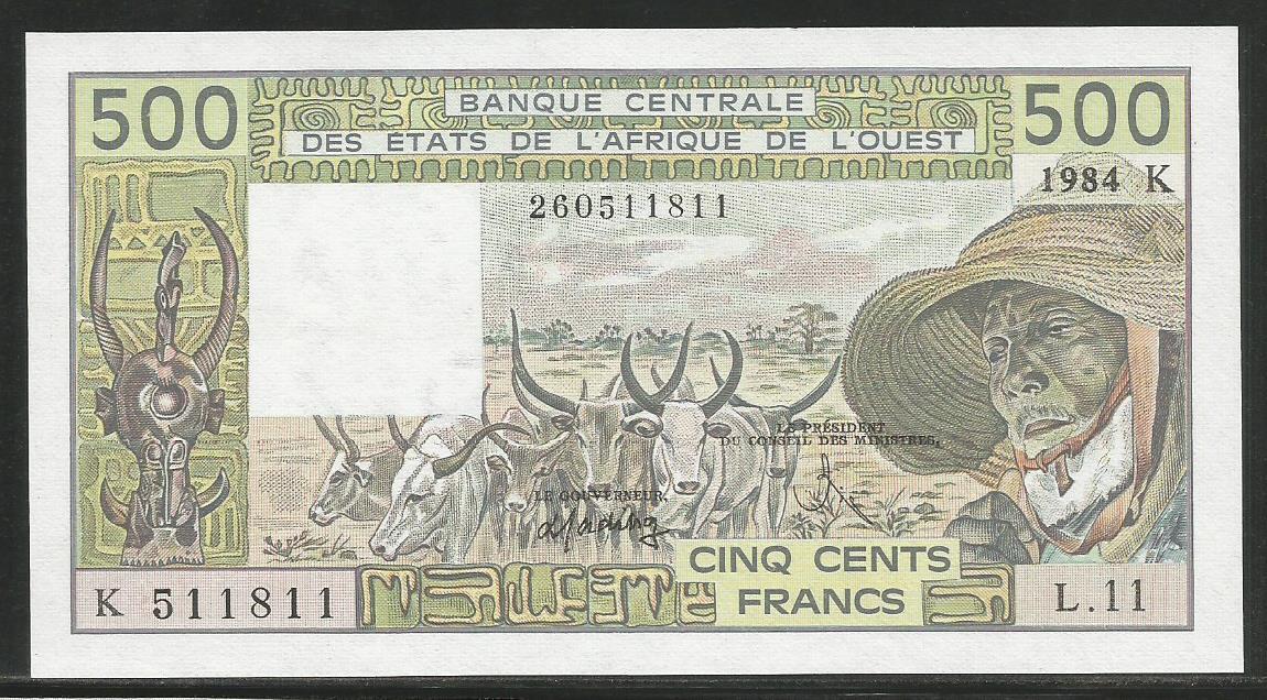West African States P-706Kg 500 Francs 1984 Unc
