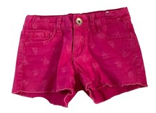 Vintage y2k Jordache Girls 7 Pink Rose Floral Shorts Raw Hem Cutoff Bootie Adjus