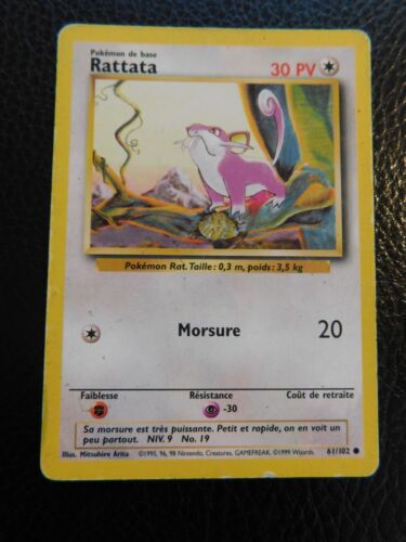 Carte Pokémon Rattata Set De Base 61/102 FR Wizards vf (port groupé) - Photo 1/2