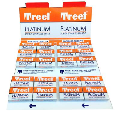 200 Count Treet Platinum Razor Blade Cartridge White Safety Blades Pack