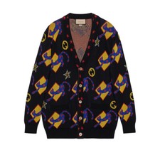 Authentic Men's Gucci GG Graphic Logo Cotton Cardigan Sweater 750878 New 2350