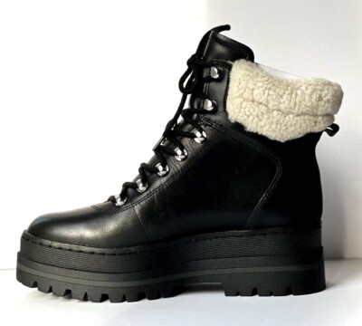 Nordstrom Rack Is Selling  Marc Fisher Black Leather Cream Sherpa Winter Boots Size 7 display picture 1