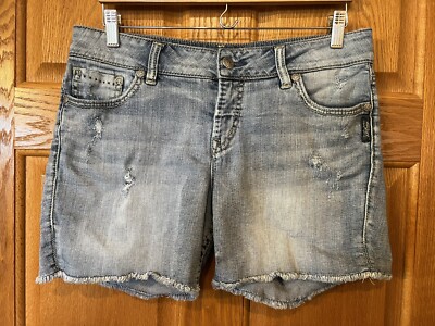 M75 Silver Jeans Suki Distressed Denim Shorts Womens Size 30