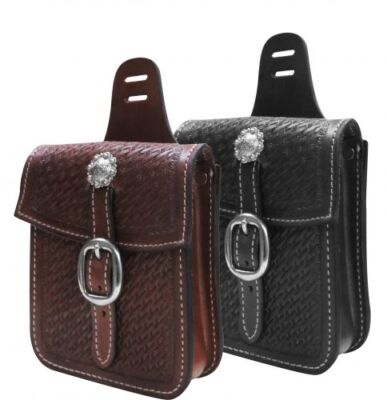 Showman Basketweave Tooled Saddle Pocket