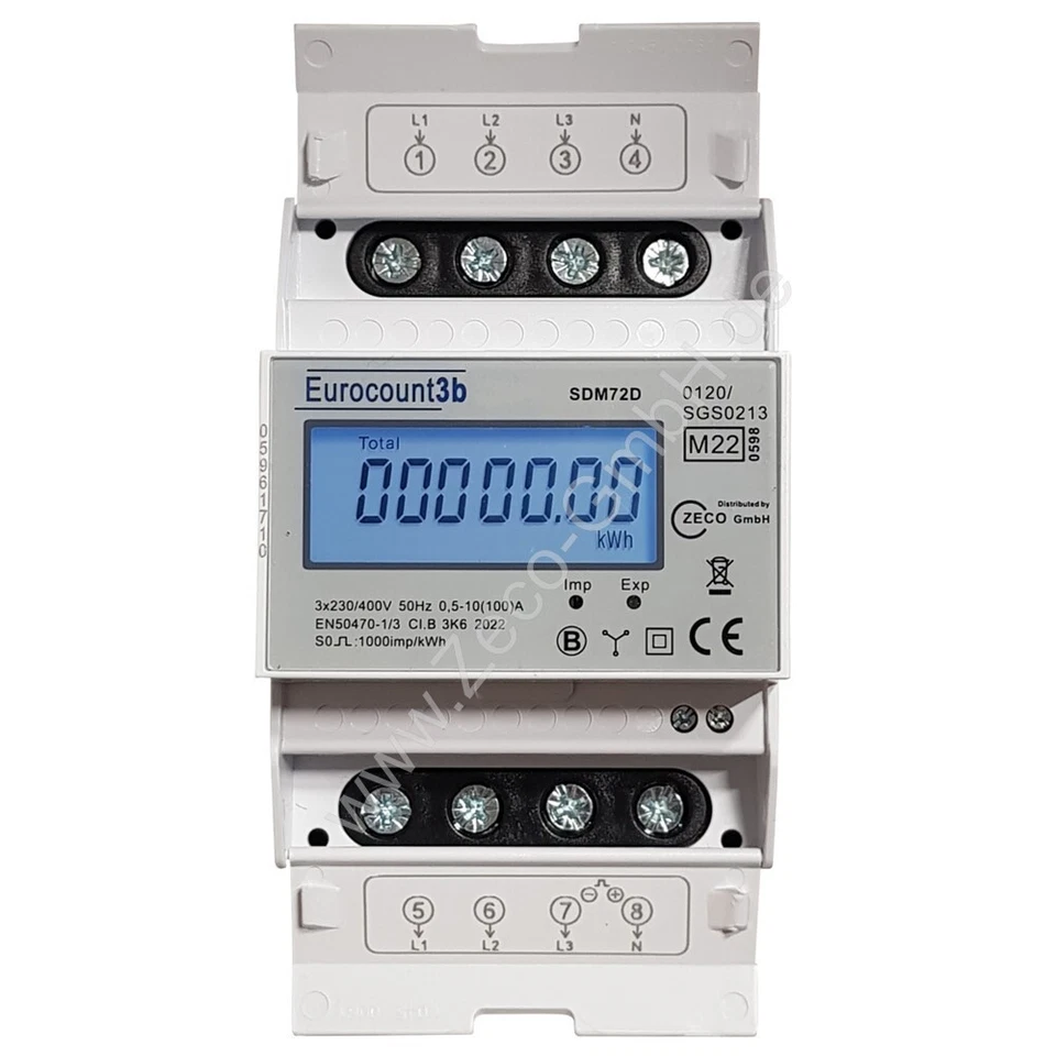 Drehstromzähler Stromzähler MID 23 geeicht mit S0 für Hutschiene 100A Dauerlast - Bild 4 von 4
