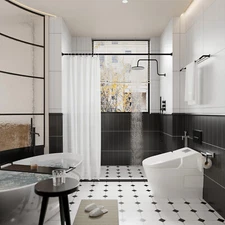 Naiture Stainless Steel Straight Shower Curtain Rod in 4 Sizes 6 Finishes