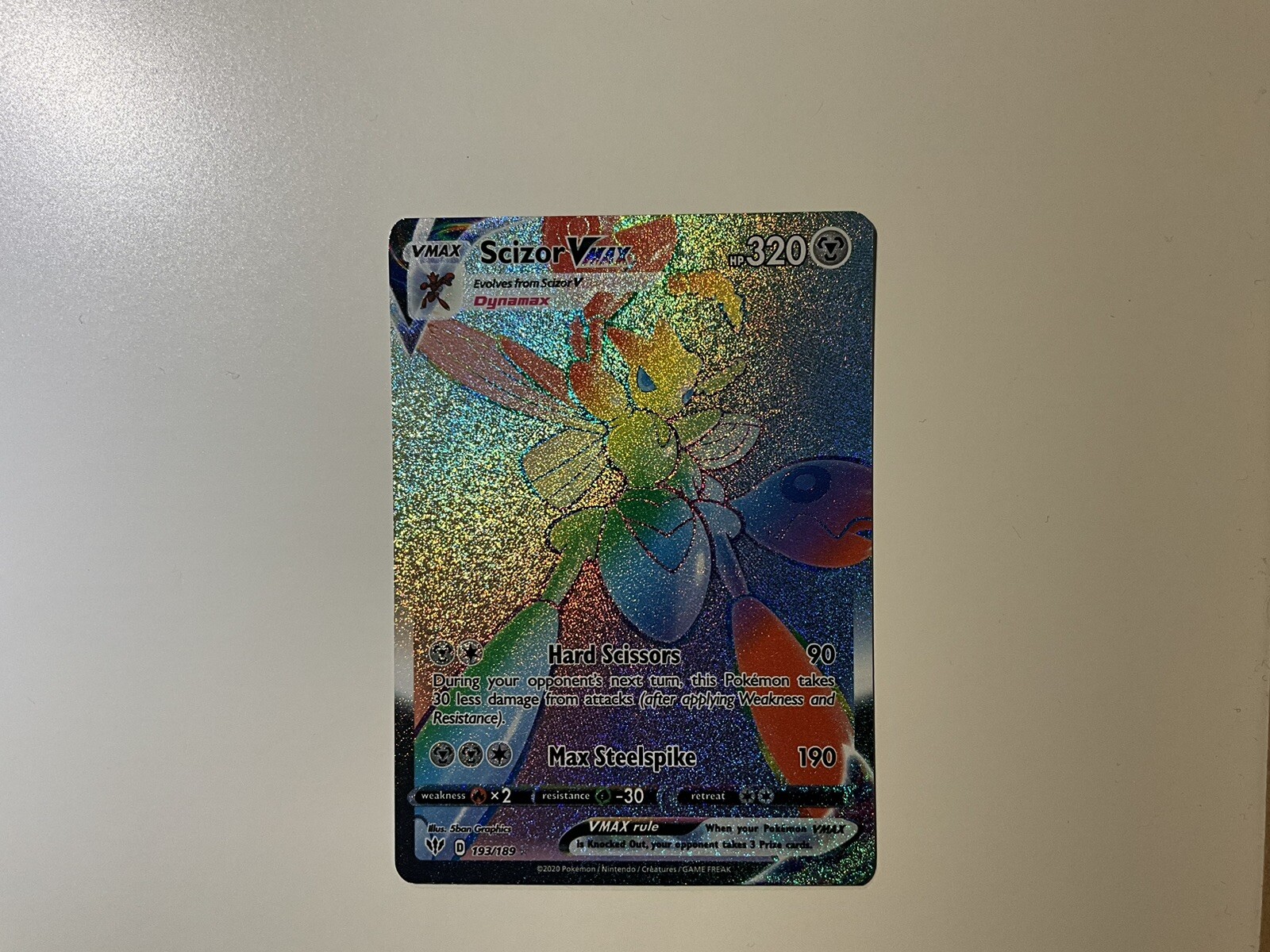 SCIZOR VMAX - 193/189 DARKNESS ABLAZE RAINBOW 2020 MINT CONDITION - POKEMON CARD