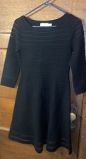 ELIZA J Fit and Flare Mesh Ribbed Black Dress Sz S