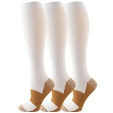 Compression Socks Copper Fit Knee High 20-30mmHg Energy Support Recover 3 Pairs