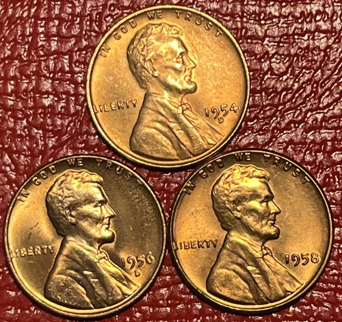 1954-D 1956-D 1958 Lincoln Wheat Cents Actual Coins UNC BU Lot Upgrade Set
