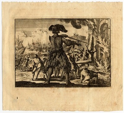 Antiker Druck-NIEDERLANDE-DEN BRIEL-ALVA-BEFREIUNG-1572-Schrevelius-1758