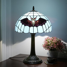 Tiffany Lamp Ocean Blue Bat Stained Glass Table Lamp 12" X19" Handmade Coastal D