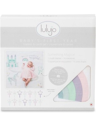Lulujo Baby's First Year Milestone Blanket Card Set Somwthing Magical