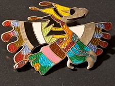 Vintage Castelan Taxco Mexico Sterling and Enamel Bird Pin Brooch