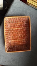 UNMARKED BROWN BASKET WEAVE RECTANGULAR SHAPED TRAY