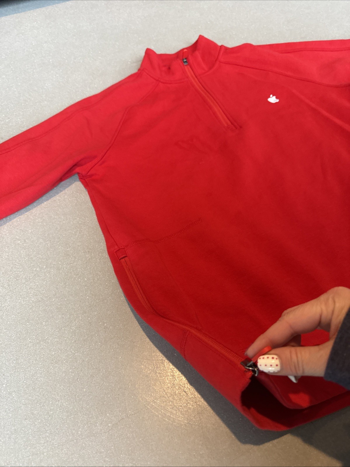 Apple 1/4 Zip Tech Pullover Zipper Sweatshirt Red… - image 3