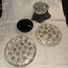 Lot of 4 Vintage Solid Glass Round Flower Frogs 3   5"