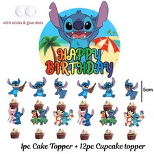 Lilo and Stitch Blue Cake topper cup cake Topper kids birthday cake decoration