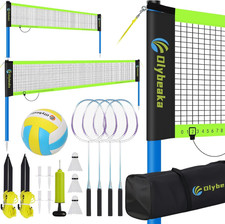 Portable Volleyball Badminton Combo Net Set for Backyard Beach with 2 Nets 20