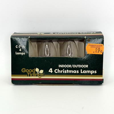 Vintage Good Tidings Indoor Outdoor Christmas Lamps C7½ 120V 5W Bulbs 4 Pack